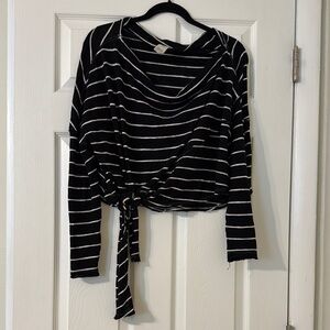 We The Free Black and White Striped Long Sleeved Top, XS
